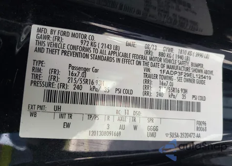 2014 Ford Focus Se z USA, uszkodzony, nr VIN 1FADP3F29EL125419